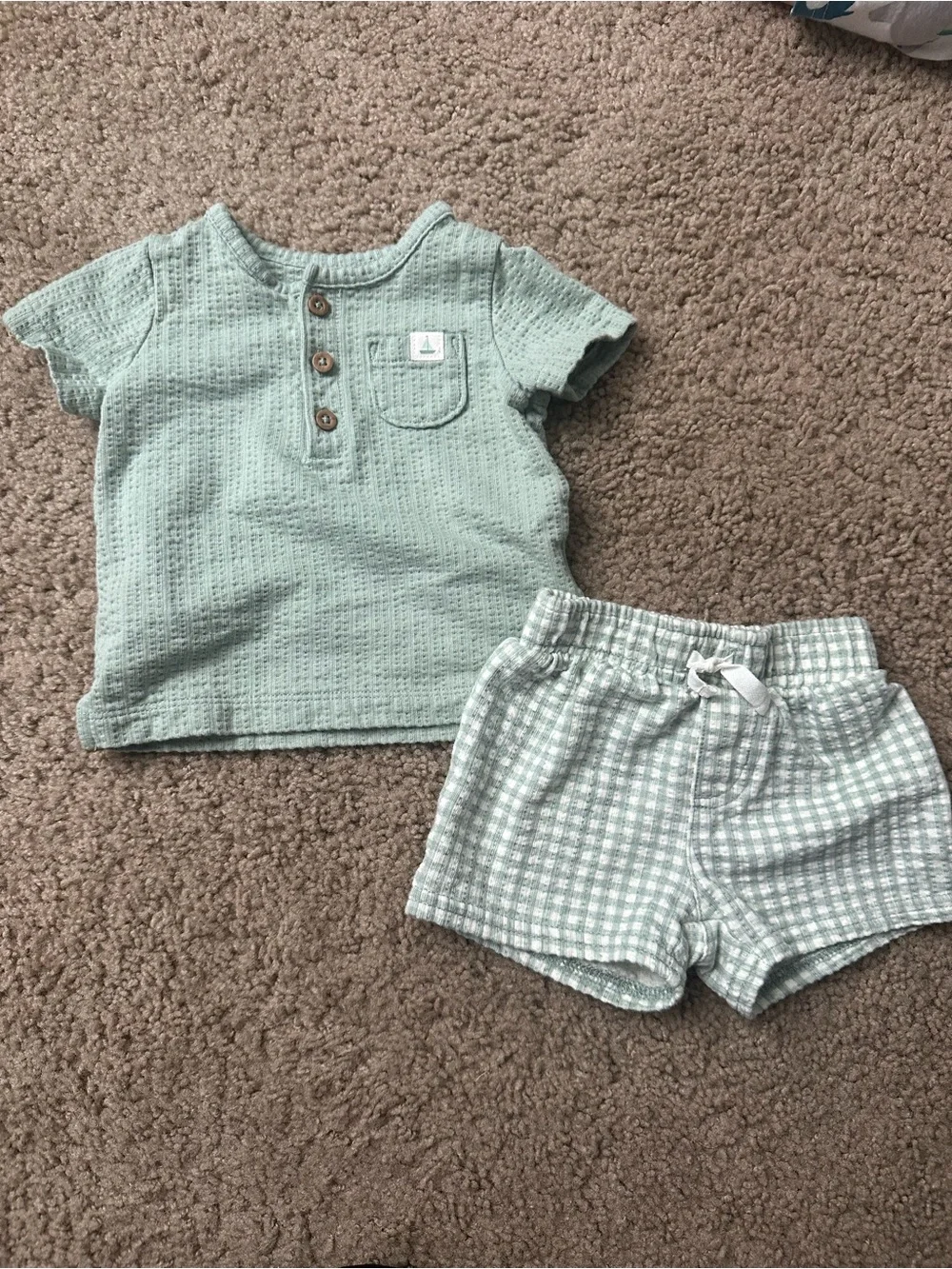Carter's Mint Green Baby Toddler Matching Top & Shorts Set